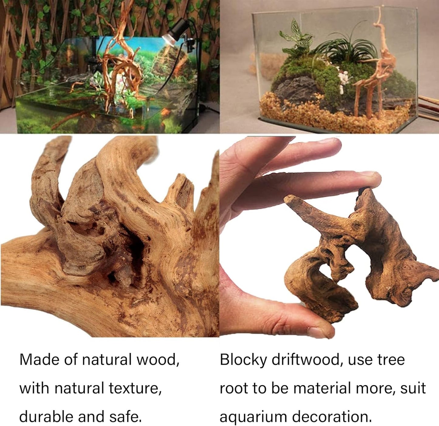 Tfwadmx 5PCS Aquarium Driftwood Branches 4''-7.8'' Reptiles Trunk Natural Wood Fish Tank Decoration Plant Stump Ornament Decor Assorted