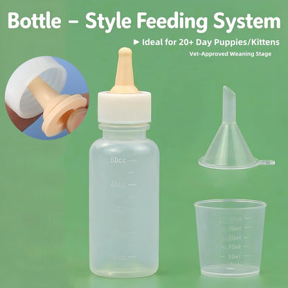 Pet Nursing Kit, Kitten Bottle Feeding Set with Nursing Nipples, Formula Dispenser, Liquid Syringe for Newborn Puppies and Kittens