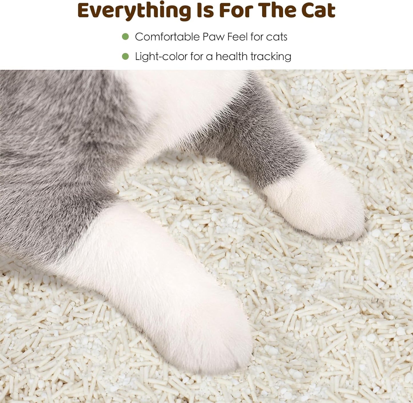 Non-Stick Strong Clumping Cat Litter, Plant Odor Control Tofu Cat Litter + Cassava Mixed Litter, Light Color for Health Tracking 1pack 9lb
