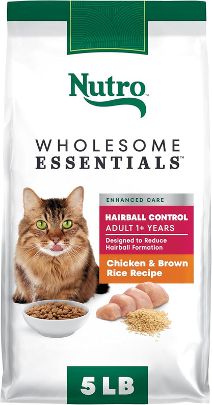 Nutro Wholesome Essentials Hairball Control Cat Food Dry Chicken & Brown Rice Recipe, 5 lb. Bag