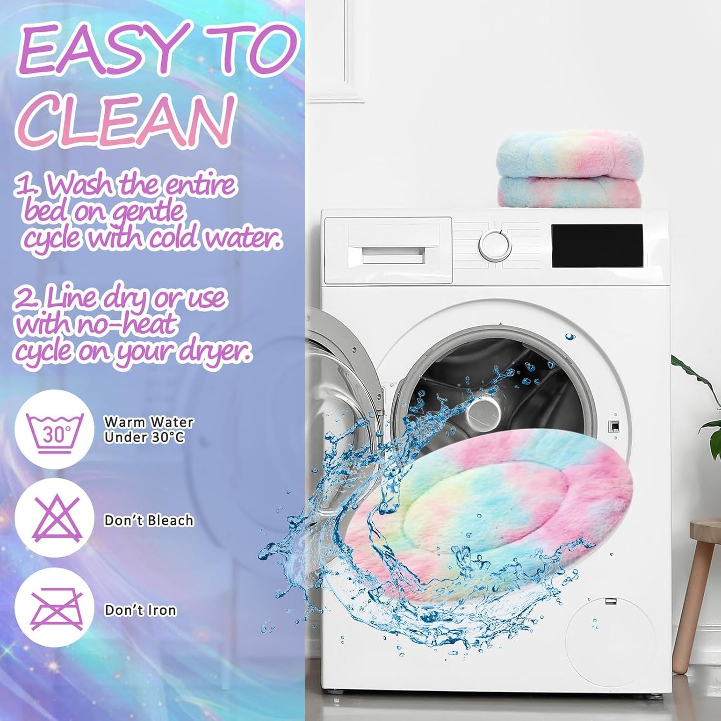 VitalCozy 2 Pack Self Warming Cat Pad Self Heating Pad Bed Reversible Machine Washable Reflects Body Heat Warm Thermal Pet Mat Crate Blanket for Feral and Indoor Cat(16'',Tie Dye)