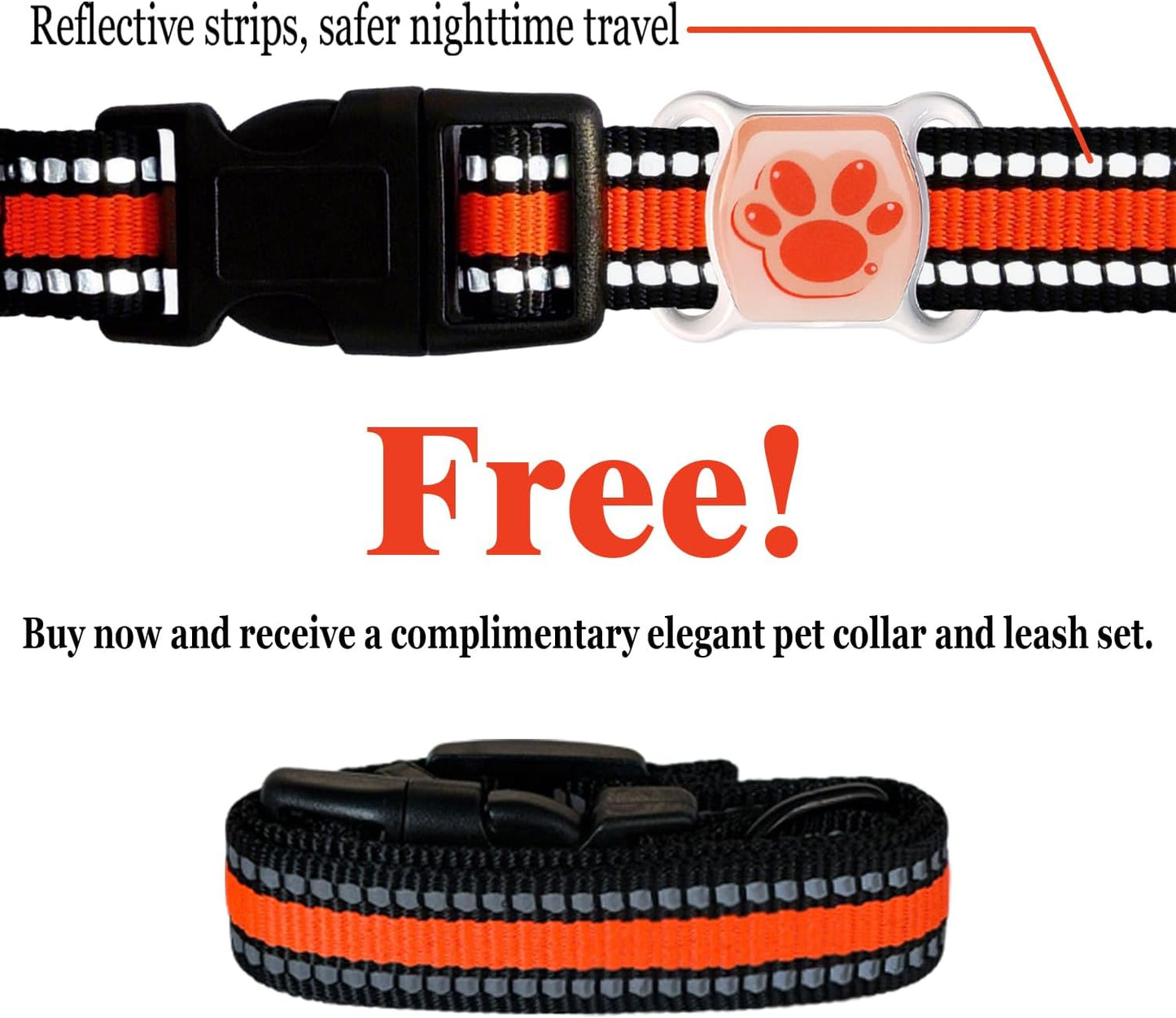 Pet GPS Tracker for Dogs & Cats - No Monthly Fee/Subscription, Free Pet Collar Included | Waterproof, Anti-Lost, Real-Time Tracking Collar | 365-Day Long Battery Life | Compatible with iOS & Android