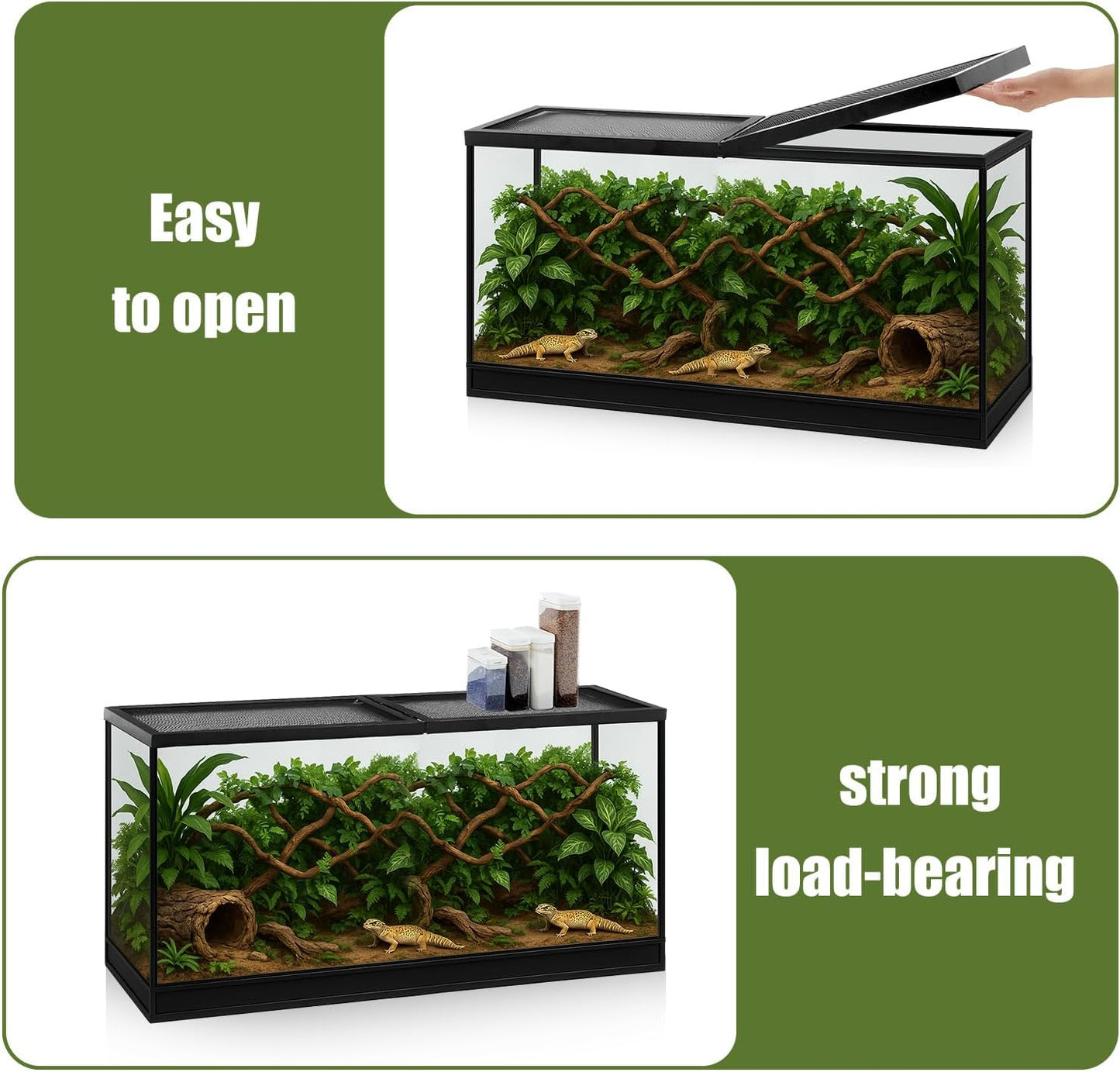 Landhoow 60 Gallon Screen Cover for Hinged Door Pet Reptile Terrarium Screen Cover Large Reptile Terrarium Fish Tank Lid with Center Hinge