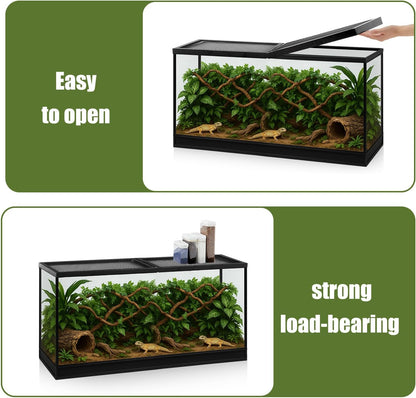 Landhoow 60 Gallon Screen Cover for Hinged Door Pet Reptile Terrarium Screen Cover Large Reptile Terrarium Fish Tank Lid with Center Hinge