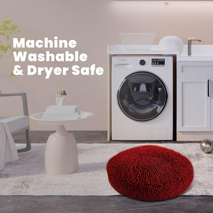 Muddy Mat® Cloud K-9 Bed for Dogs & Cats, Soft & Relaxing Donut Dog Bed, Chenille Material, Removable Cover, Washable & Dryer Safe–Red Small(25'x25')