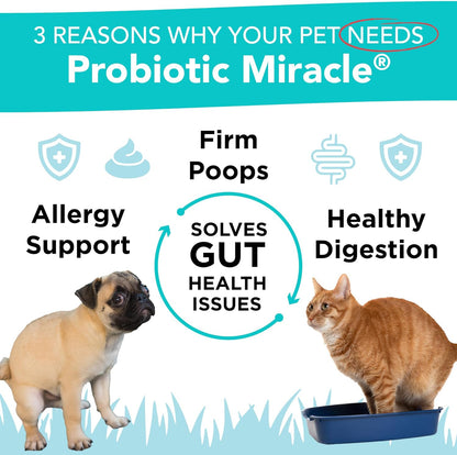Probiotics for Cats & Dogs : Probiotic Miracle : Bowel & Gut Support : Digestive Health : Stop Diarrhea, Loose Stool
