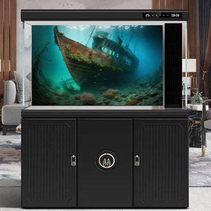 Underwater Shipwreck Aquarium Background Ocean Bottom Abandoned Ship Wreck Fish Tank Background Undersea Rusty Sunken Ship Terrarium Backgrounds Sunken Pirate Ship Reptile Tank Backgrounds 30x12in