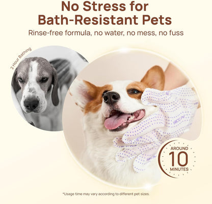 HICC PET Glove Wipes Pro | Pet Grooming Wipes for Dogs & Cats | Dual-Textured, Extra Thick, Rinse-Free Mittens | 4-in-1 Cleaning Combing Massage Conditioning, Portable Pack - Unscented
