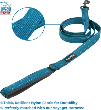 Voyager Step-in Plush Dog Harness – Soft Plush, Step in Vest Harness for Small and Medium Dogs by Best Pet Supplies - Turquoise Plush (Leash Bundle), M (Chest: 16-18") (Pack of 4)