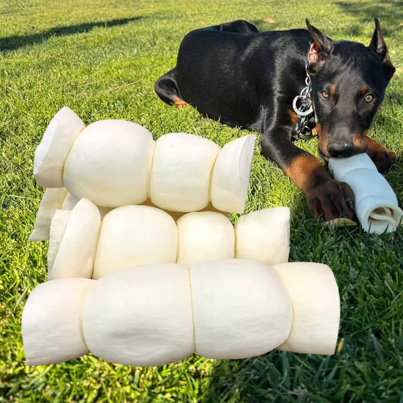 Beef Cheek Rolls 5-6” Water Buffalo Retriever Style Cheek Roll Dog Chews 5 Pack Collagen Sticks Chews for Dogs Long Lasting Chew Treats Great for Power Chewers Safe Rawhide Alternative Retriever Rolls