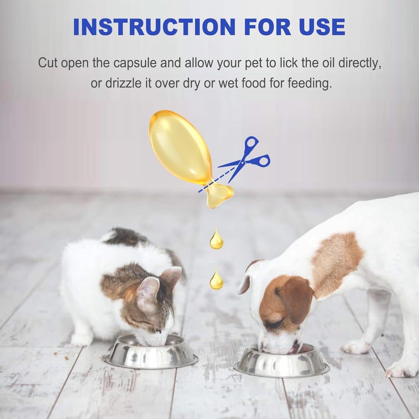 Snip Tips Omega-3 Fish Oil Liquid Supplement for Cats and Dogs, 180 Soft Gels with EPA & DHA & Vitamin E - Promotes Heart, Skin, Coat, Joint, & Immune Health for Pets