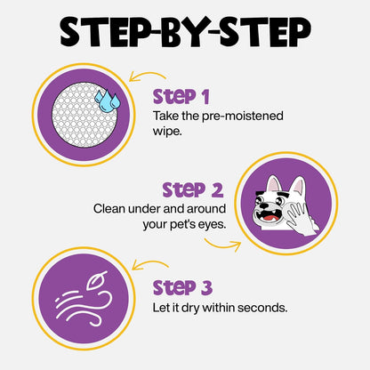 Dog Eye Wipes 100 Counts - Dog Tear Stain Remover for Dogs - Hypoallergenic Pet Eye Cleaner Wipes for Dogs & Cats