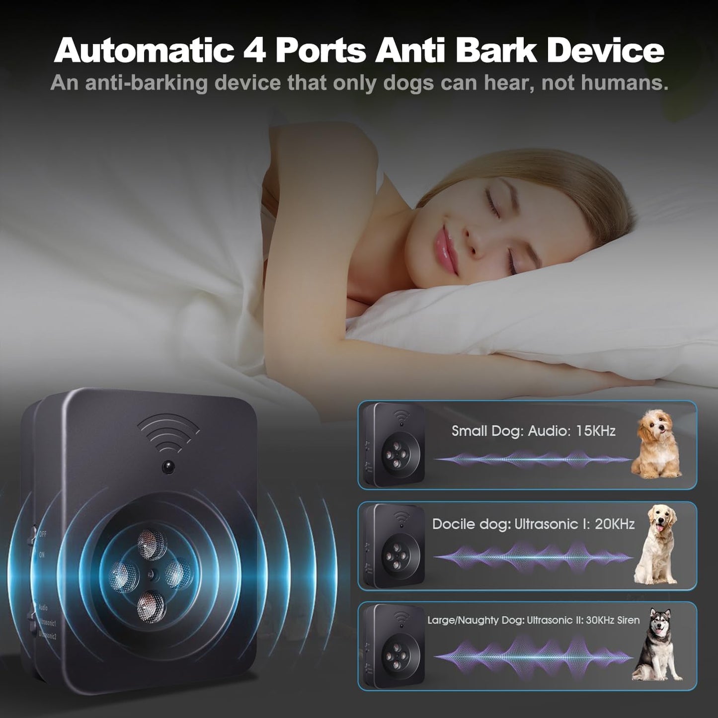 Ultimate Ultrasonic Bark Control Device for Dogs - 50ft Remote & Auto Sensor Modes | Weatherproof Anti-Bark Deterrent | Handheld Remote Training Tool | Stop Excessive Barking Humanely - Black