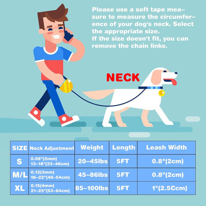 Prong Collar for Dogs,Dog Training Collar with One Professional Training Leash,Adjustable Pinch Collar with Quick Release Metal Buckle, No Pull Choke Collar for Small Medium Large Dogs（Silver, XL）.