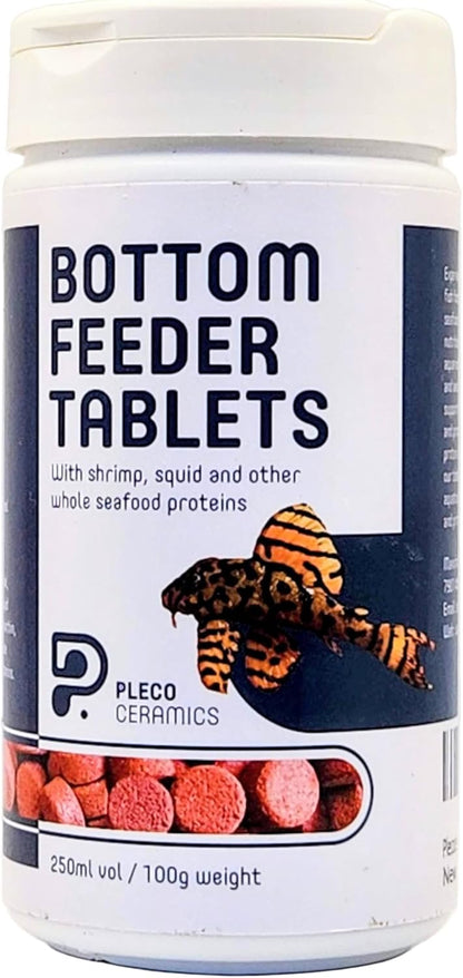 Plecoceramics Protein Wafers Universal Fish Food for Aquarium Fish - Turtle, Goldfish, Catfish - Algae Wafers for Bottom Feeders - Protein Pellets (100 gr, with Spirulina)