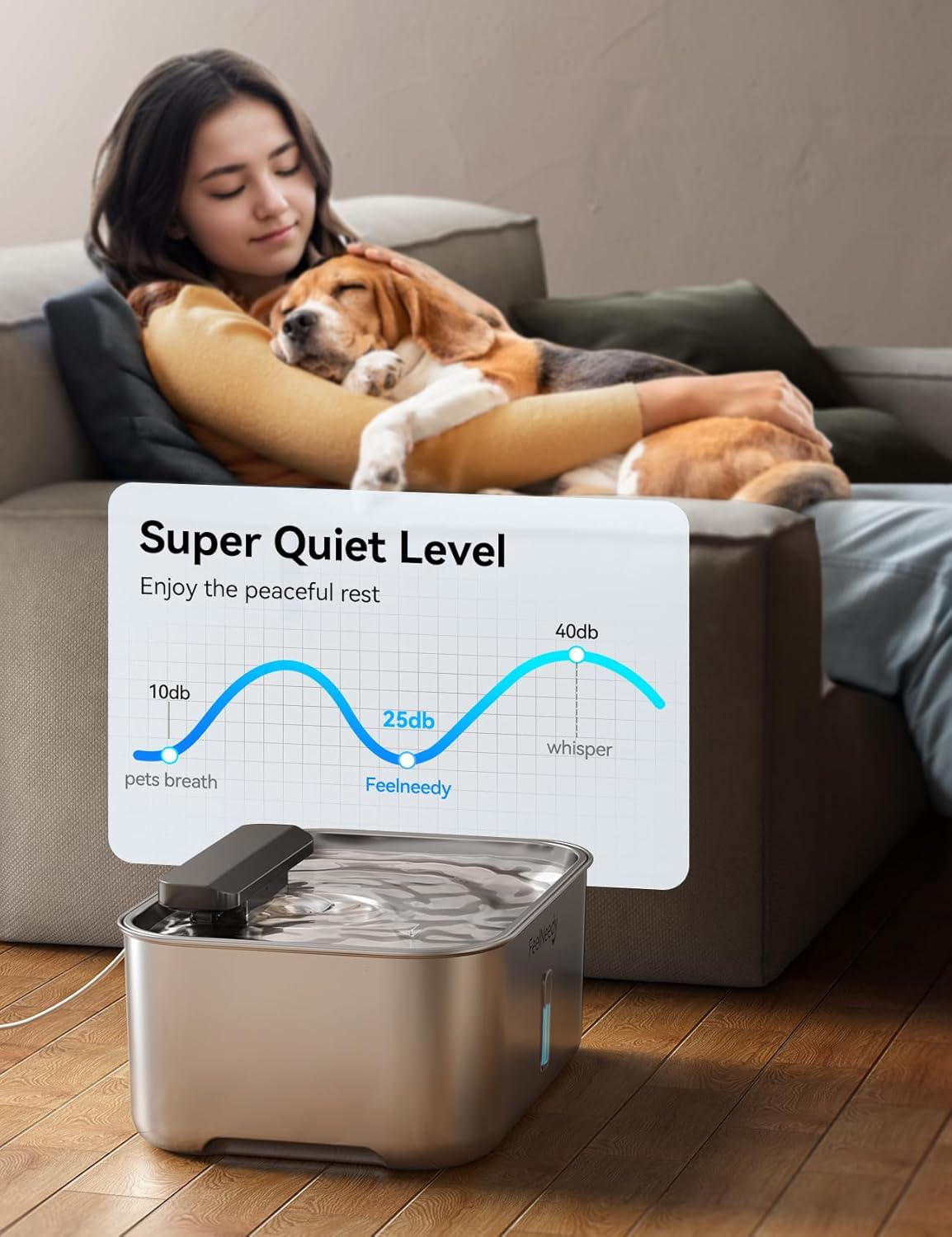 3.2Gal/12L Dog Water Fountain for Large Dogs, Ultra-Quiet Stainless Steel Dog Water Bowl Dispenser with Swirling Water Flow, Pet Water Fountain with Visual Water Level for Large Dogs Cats & Multi-Pet