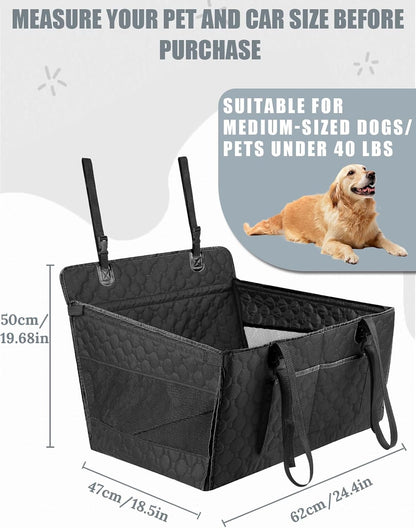 Dog Car Seat for Large Dogs,Waterproof Fabric with Breathable Mesh&Adjustable Dog Seat Belt for Car,Dog Bed for Back Seat Up to 40 LB-Medium