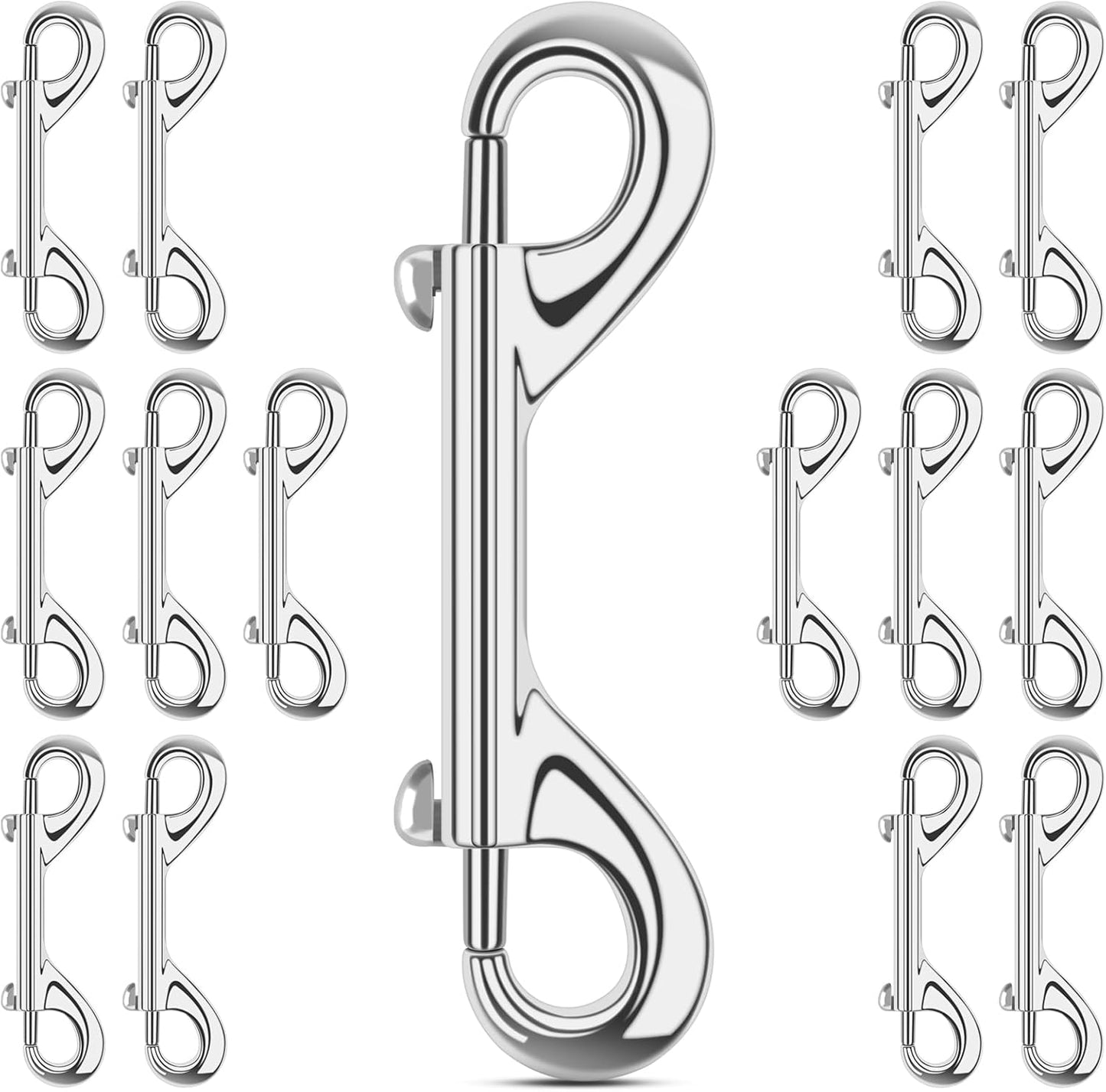 ERKOON 15 Pack Heavy Duty Snap Hooks Double Sided Clips for Hanging Horse Tack Sling Feed Buckets Dog Leash Collar Key Chain Zinc Alloy Metal Snaps Clip(3-1/2 Inch)