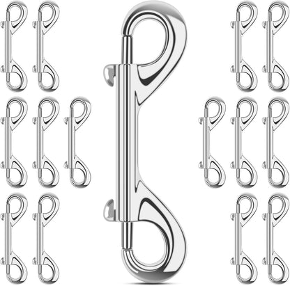 ERKOON 15 Pack Heavy Duty Snap Hooks Double Sided Clips for Hanging Horse Tack Sling Feed Buckets Dog Leash Collar Key Chain Zinc Alloy Metal Snaps Clip(3-1/2 Inch)