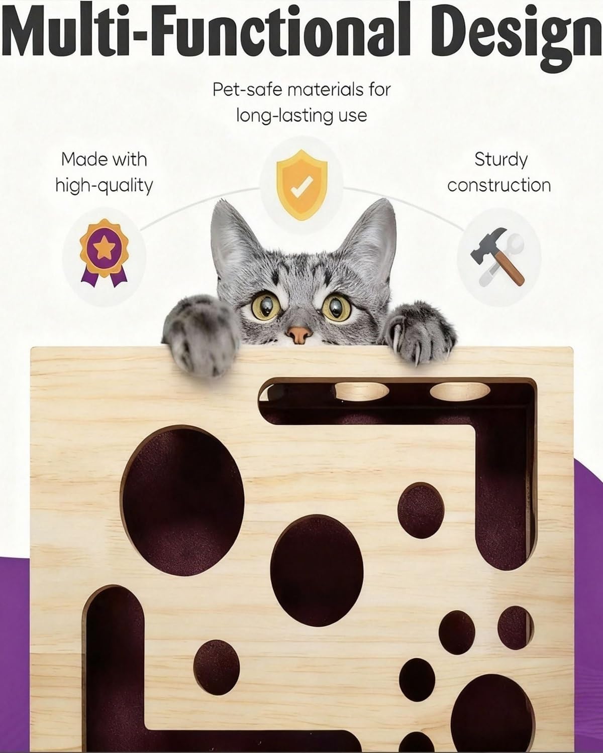 Cat Nail File Box - Cat Scratch Puzzle Enrichment Box, Natural Nail File & Claw Trimmer Alternative, Interactive Toy to Prevent Furniture Scratching, Stress-Free Grooming for Indoor Cats(2pcs)