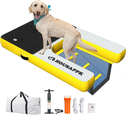 Dog Pool Ramp,Lengthen,59 × 35.4 Inches Non Slip,Non Puncture Dog On Water Ramp with Ladder for Boats, Pool，Docks,Max Load 265 Lbs for Large DogsClimb Out of The Water