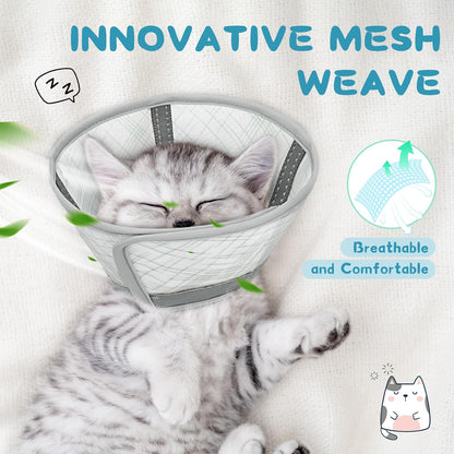 Supet Cat Cone Collar Soft, Air Mesh Recovery Collar to Stop Licking, Breathable Neck Cone Alternative for Small Kitten, Lightweight Cat Head Cone Anti Scratch (M)