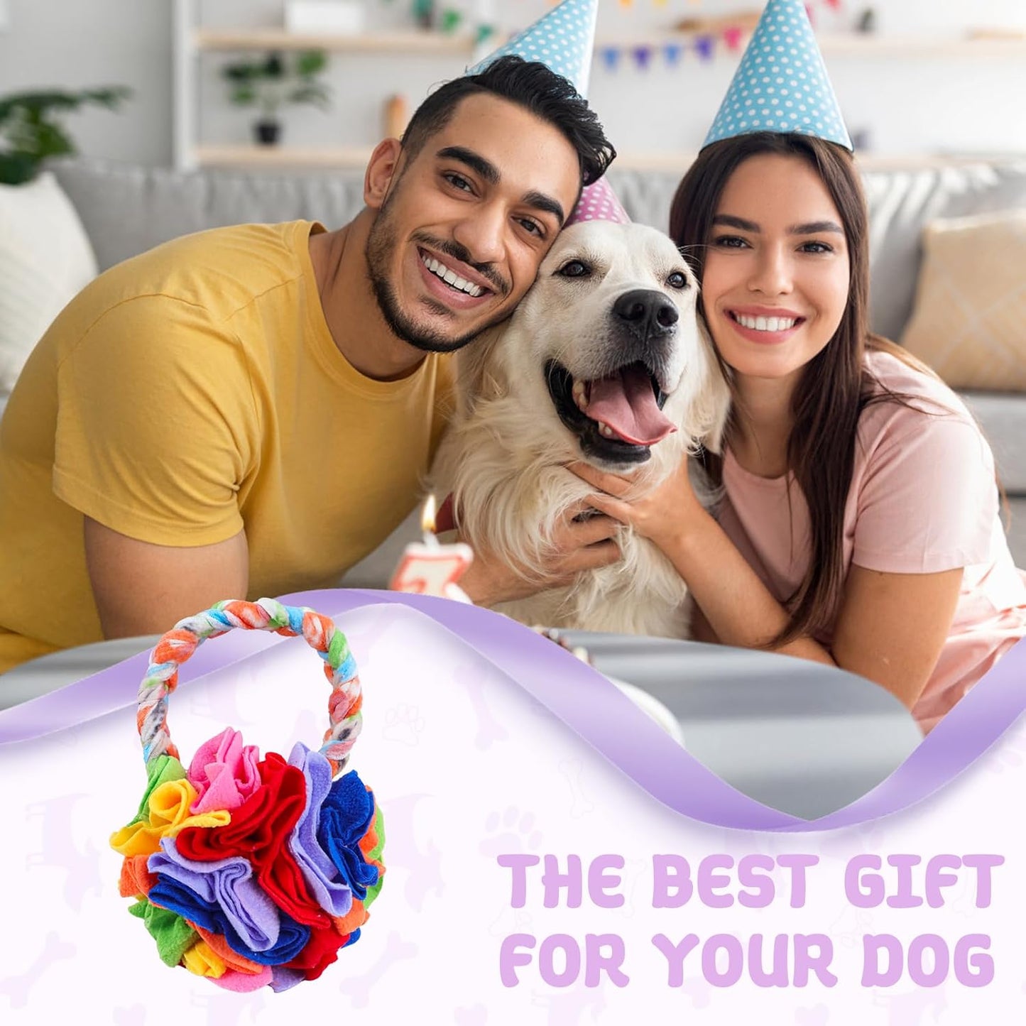 Snuffle Ball with Handle, Tug of War Rope Toys for Small Medium Dogs, Interactive Dog Toys Puppy Training Pull Toy for Exercise & Interactive Play Games (Red)