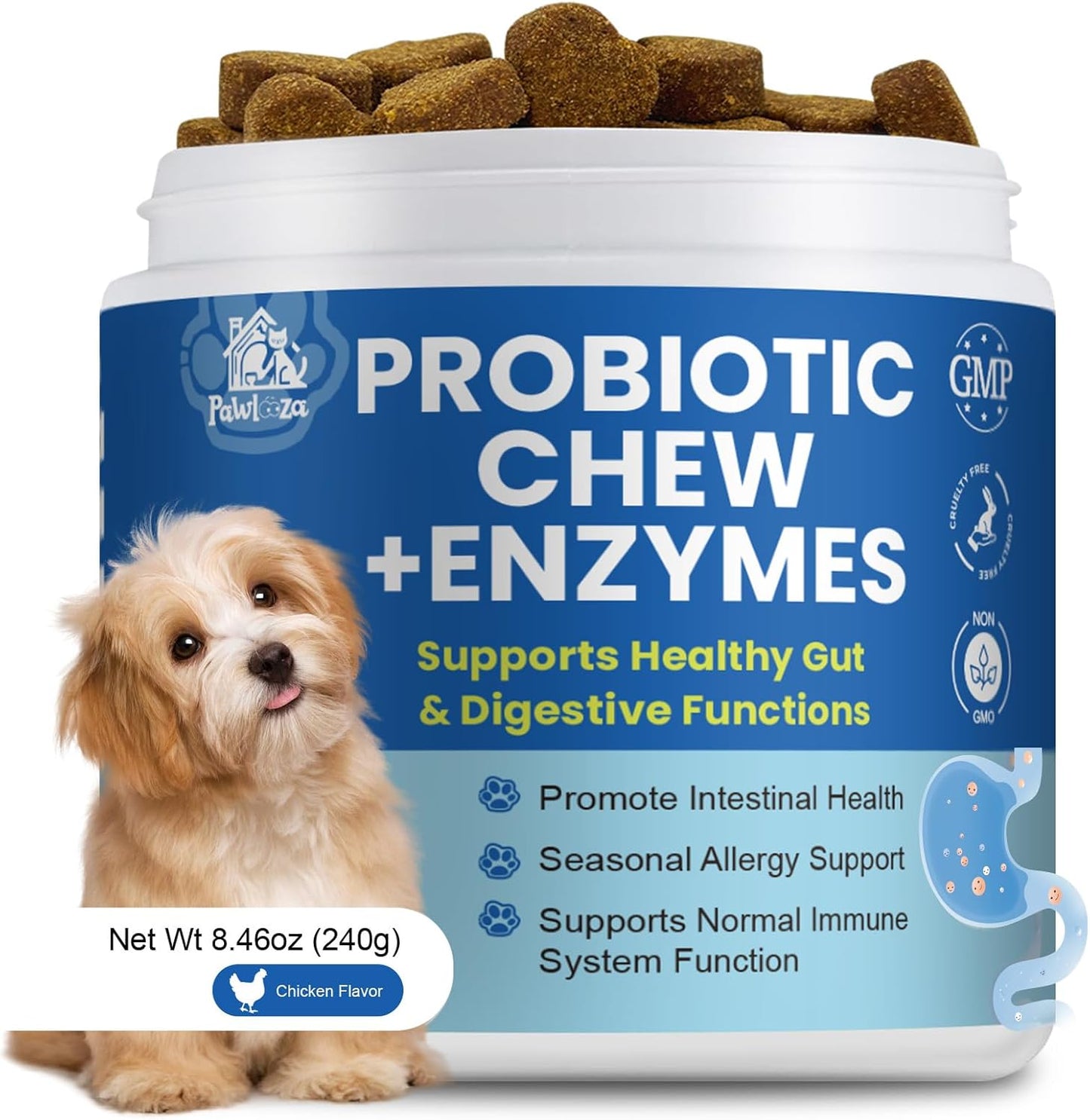 Probiotics Dog Allery Chews for Dogs, Improve Itchy Skin Itchy Ears, Yeast Balance, Gut Health, Probiotics (10 Billion CFU) for Dog Immune Health & Allergy Relief Chews + Vitamins Blend