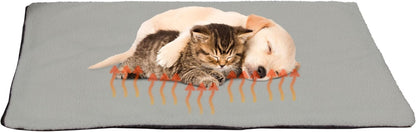 Self Warming Cat Mat - 25x18in Thermal Dog Crate Pad with Removable Washable Sherpa Cover and Reflective Insulation Layer for Self Heating - Pet Supplies for Small Dogs and Cats by PETMAKER (Gray)