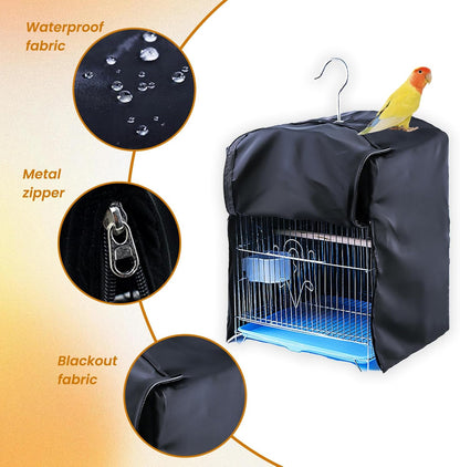 Bird Cage Cover for Night, Bird Cage Cover Shield, Black-Out Birdcage Cover, Good Night Windproof Light-Proof Cage Accessories for Parakeets Lovebirds Parrot (Only Covers)