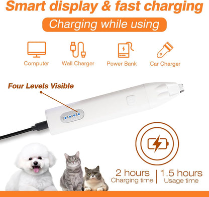 2025 Upgraded New Dog Paw Trimmer with LED Light,9mm Mini Blade,35 dB Quiet & Low Noise,Rechargeable,Electric Hair Clippers for Small Dogs & Cats,Face,Eyes,Ears and Rump