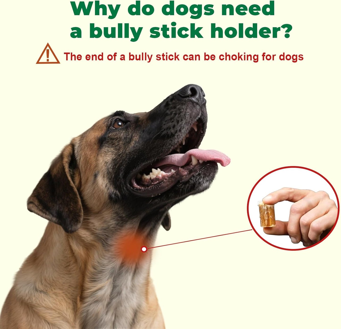 Bully Stick Holder for Dogs - Anti Choking Device for Large & Medium Dogs, 3-in-1 Durable Chew Toy with Peanut Butter Grooves, Durable Dog Toys for Aggressive Chewers