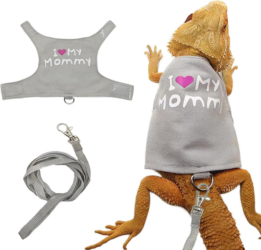 Adjustable Bearded Dragon Harness & Leash Set with Costume Clothes – Handmade Reptile Walking Outfit for Lizards, Chameleons, Small Pets & Guinea Pigs, Halloween Photo Prop & Dress-Up