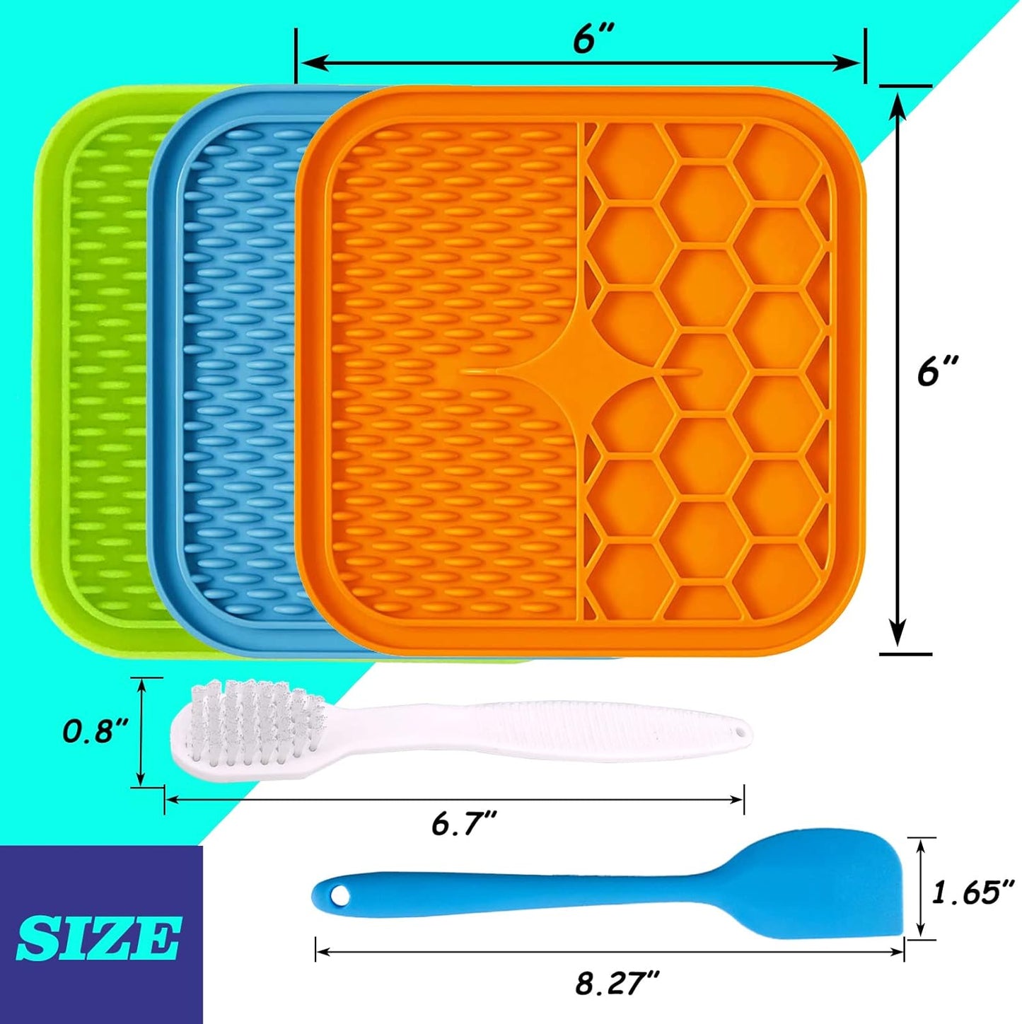 Dog Lick Mat, 3 Pcs Lick Mat for Dogs with Suction Cups for Anxiety, Peanut Butter Dog Licking Mat Slow Feeder Dispensing Treater Lick Pad for Dogs Cats Bathing Grooming