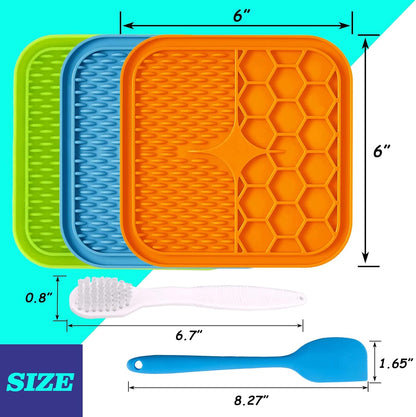 Dog Lick Mat, 3 Pcs Lick Mat for Dogs with Suction Cups for Anxiety, Peanut Butter Dog Licking Mat Slow Feeder Dispensing Treater Lick Pad for Dogs Cats Bathing Grooming
