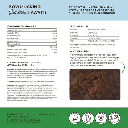 The Pets Table Beef & Berries Grain-Free Air Dried Dog Food, 1 lb (16 Oz) Bag