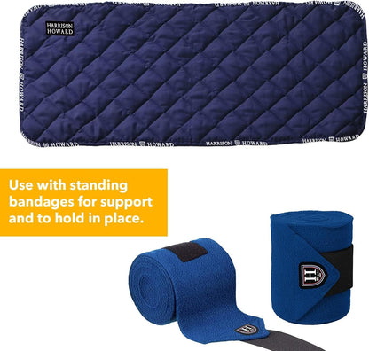 Harrison Howard Medicine-Retaining Shock-Absorbing Pressure Sores Prevention Quilted Leg Wraps for Horse Set of 4-Navy L