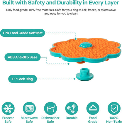 2 in 1 Lick Mat for Crate Training, Dog Slow Feeder Anxiety Relief Enrichment Pad with Suction Cups, Dishwasher Safe, BPA-Free Silicone for Small & Medium Dogs, 1 Pack