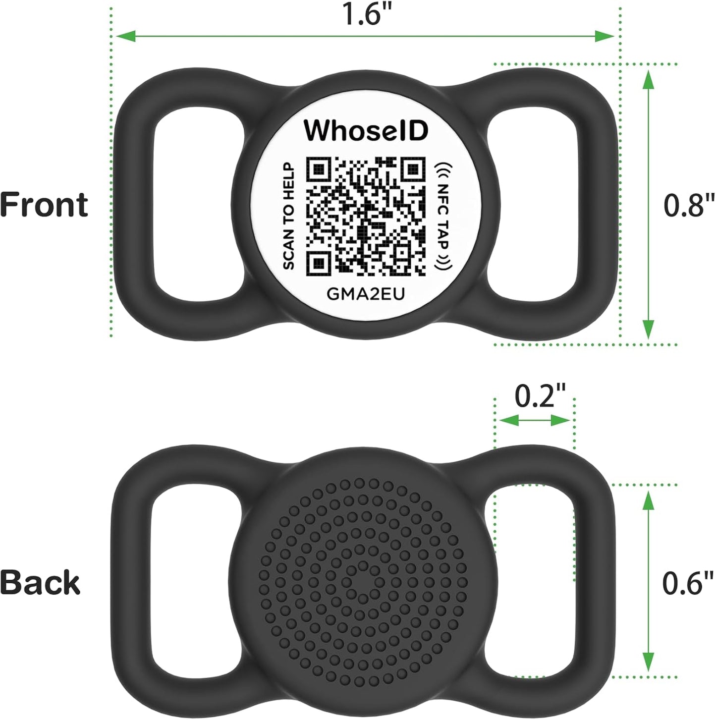 QR Code Dog Tag with NFC, Personalized Pet ID Tag, Silicone Dog ID Tag, Modifiable Pet Online Profile, Multiple Emergency Contact, Scan QR Code Send GPS Location Email (Small, Black&White)