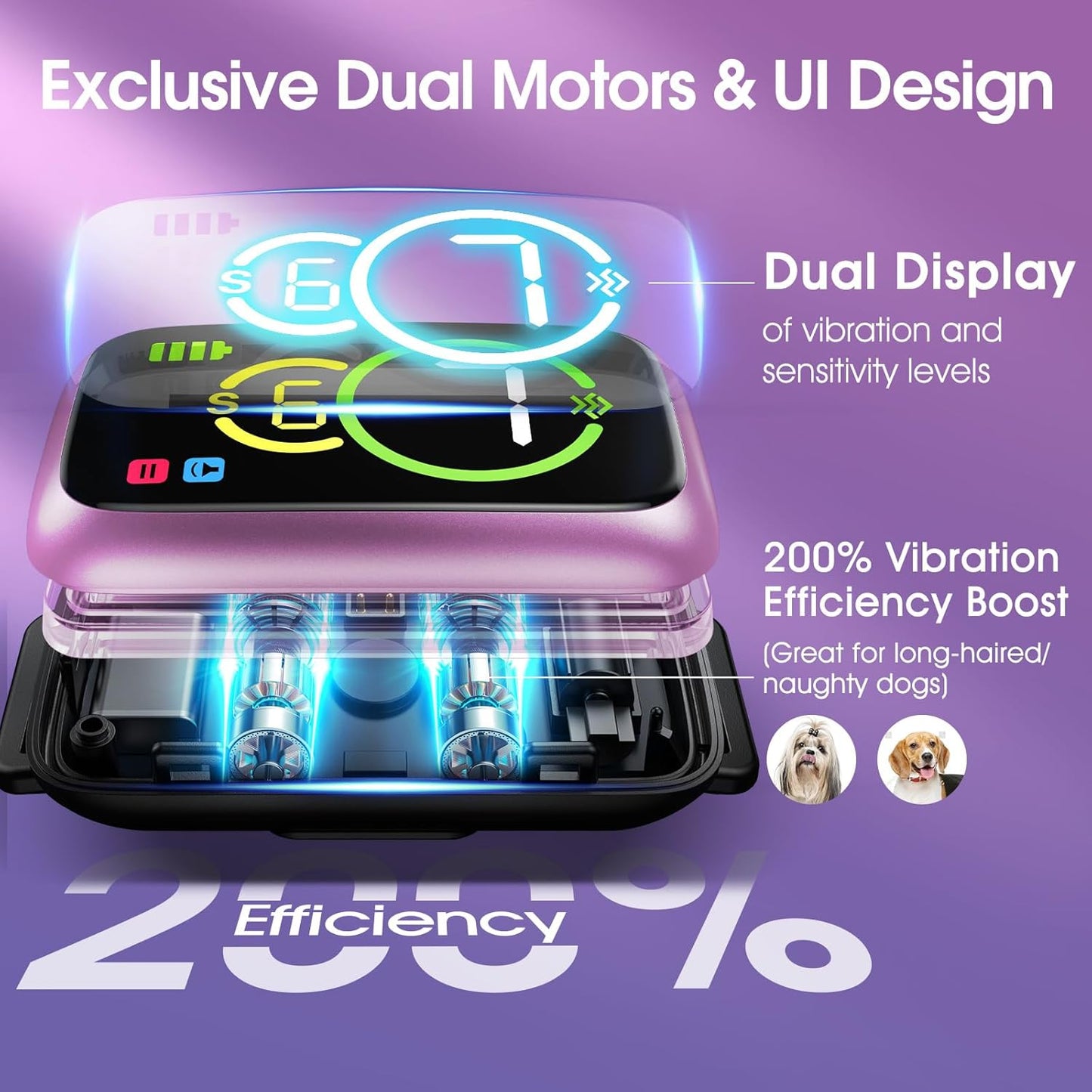 Smart Dog Bark Collar, Automatic Stop Bark Collar for Large, Medium, Small Dogs, Safe & Humane Barking Collar with Beep, Vibration & 7 Adjustable Sensitivity, Anti Barking Device IP67 Waterproof