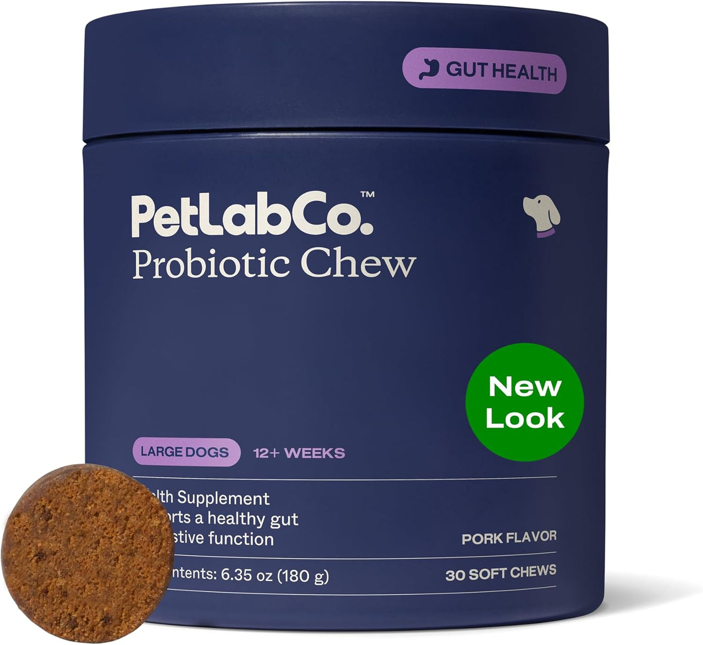 PetLab Co. Probiotics for Dogs - Support Gut Health, Occasional Diarrhea, Digestive Health, Paw Licking & Seasonal Allergies, Pork Flavor, 30 Soft Chews, Formulated for Large Dogs, Packaging May Vary