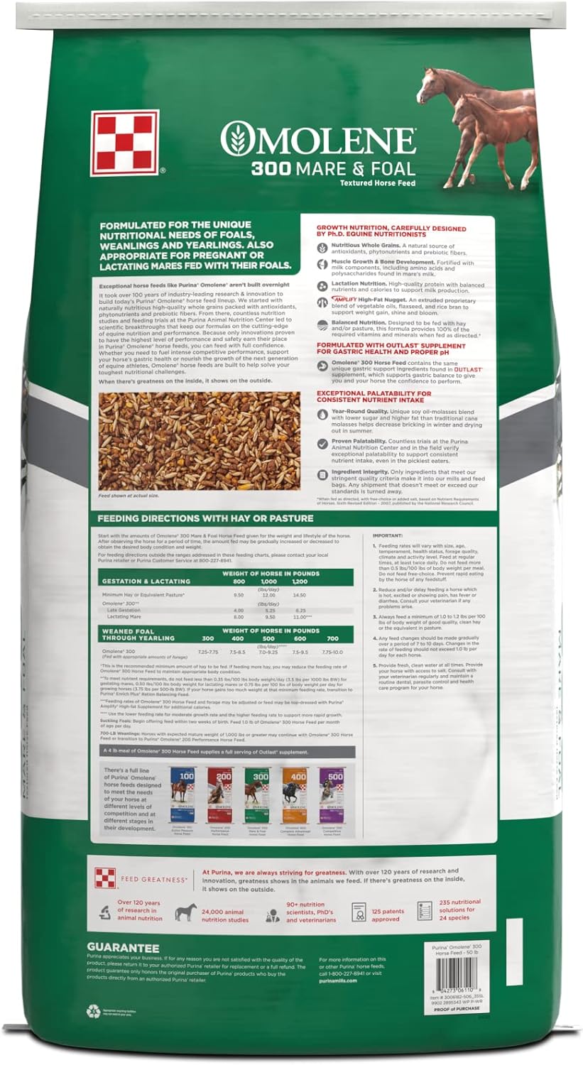 Purina® | Omolene #300® Mare & Foal Horse Feed | 50 pounds (50 lb) Bag
