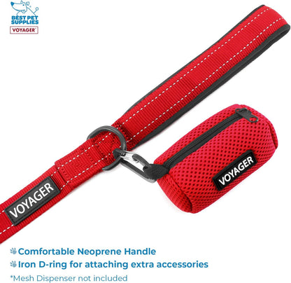 Voyager Step-in Air All Weather Mesh Harness and Reflective Dog 5 ft Leash Combo with Neoprene Handle, for Small, Medium and Large Breed Puppies by Best Pet Supplies - Red Trim, M (Pack of 2)