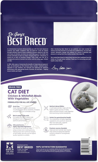 Best Breed Grain Free Cat Diet Made in USA [Natural Dry Cat Food for All Ages] - 4lbs.