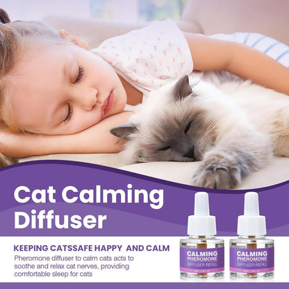Cat Calming Diffuser Refill 6 Packs, Pheromones Calming Diffuser Refills for Stress and Anxiety Relief, Kitten Relaxants Behavior Control Anti Aggression for Cats