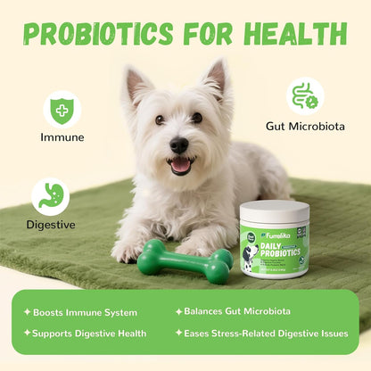 Furrolika Probiotics for Dogs – Made in The USA – Digestive Probiotics for Gut Health, Immune Support & Diarrhea Relief – Beef Flavor – 60 Soft Chews