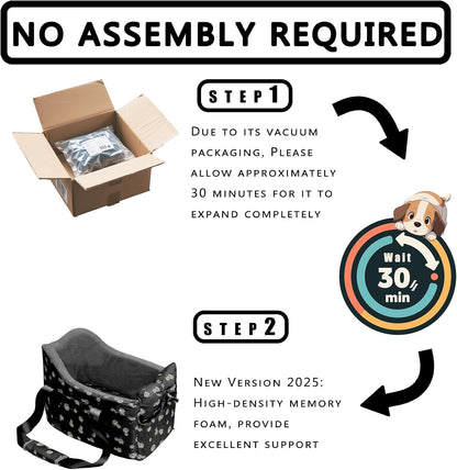 Cullaby Center Console Dog Car Seat for Small Dogs Chihuahua or Yorkie Anti-Anxiety Anti-Collapse Booster Armrest Pet Bed | Secure Portable Seat for Compact Cars (Black, Up to 11 lbs)