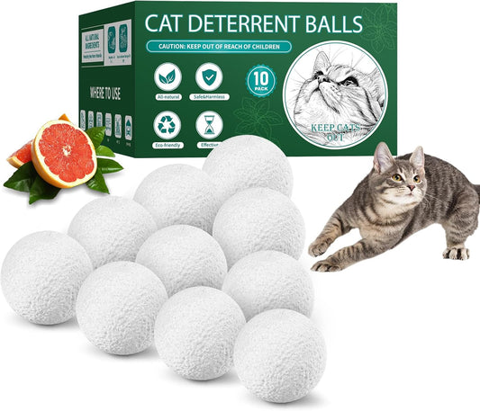 Cat Repellent Outdoor & Indoor, Cat Deterrent Outdoor Indoor, Natural Grapefruit Oil Keep Cats Out of Yard Permanently, Keep Cats Away from Garden, Furniture, and More, 10 PCS (Pack of 1)