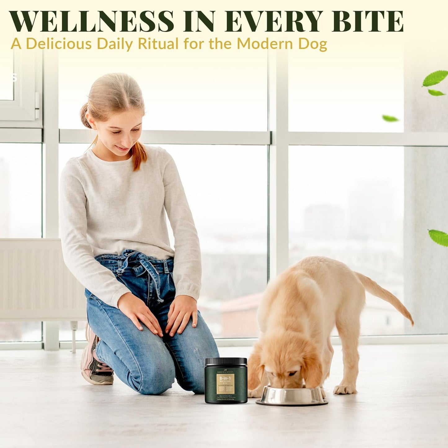 Barrow & Hound - 8-in-1 Multivitamin for Dogs – 120 Soft Chews with Glucosamine, Omega 3, Probiotics, Vitamins A–C–D–E & B-Complex – All-in-One Daily Health Supplement – Natural Chicken Flavor