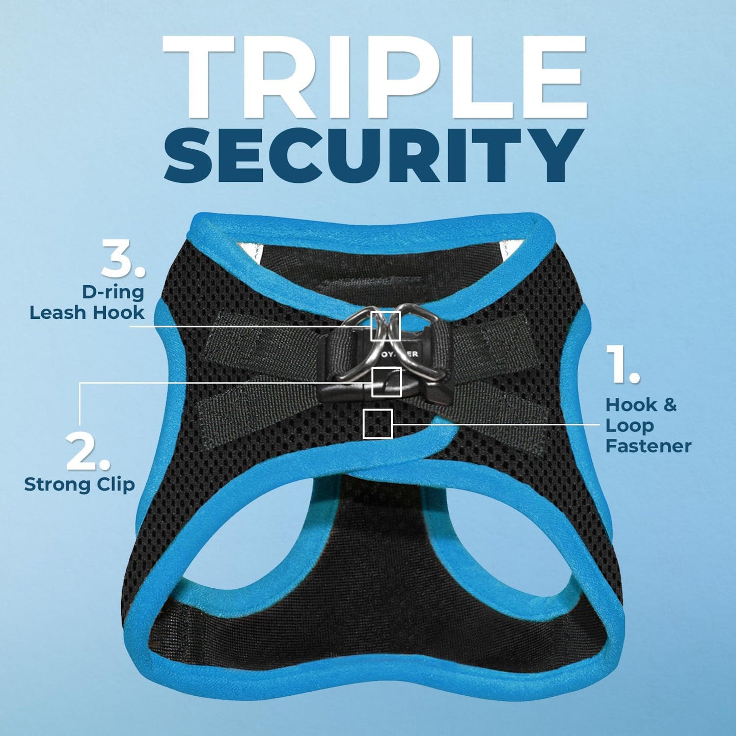 Best Pet Supplies Voyager Step-in Air All Weather Mesh Harness and Reflective Dog 5 ft Leash Combo with Neoprene Handle, for Small, Medium and Large Breed Puppies - Black/Blue Trim, X-Small